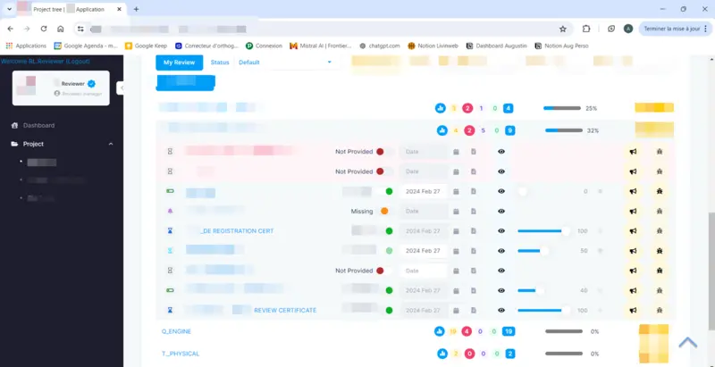 Application métier-vid
